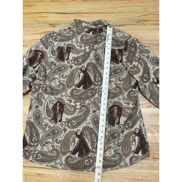 Bit & Bridle Women's XL Brown Button Equestrian Western Cowboy Pearl Snap - Picture 11 of 11